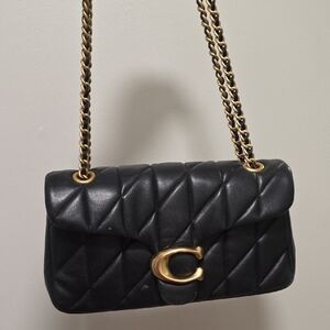 Coach Tabby Quilted Bag Shoulder 26 with Gold Chain